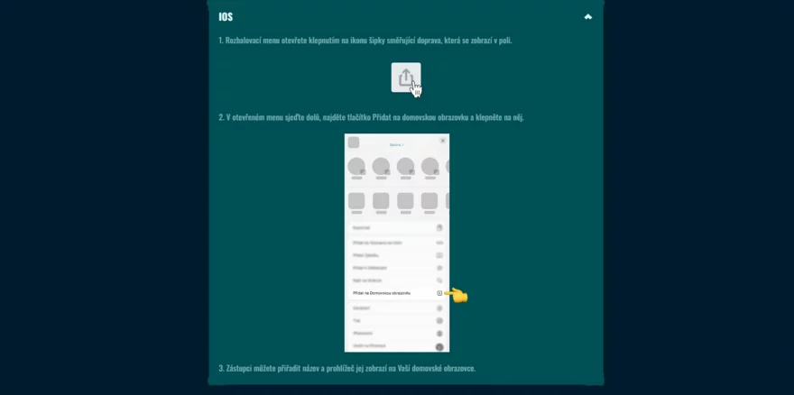 Spinanga webová aplikace: iOS