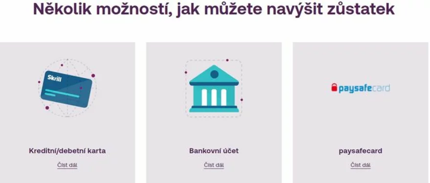 Skrill možnosti vkladu