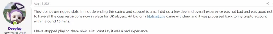 Online casino fórum vlákno - příspěvek