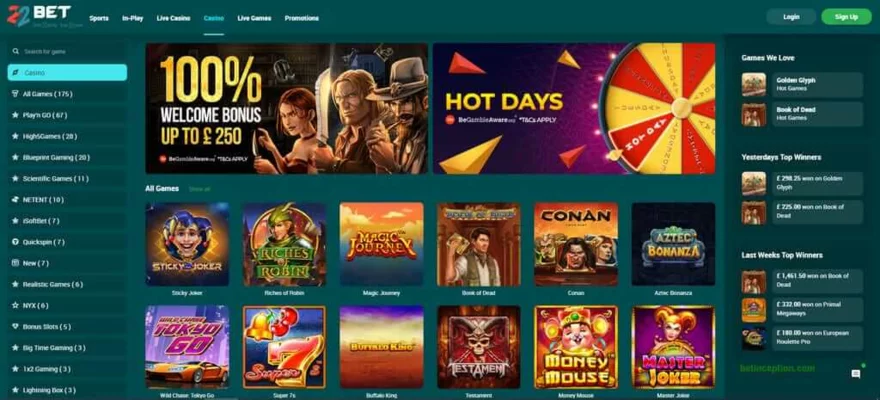 22Bet Casino home page