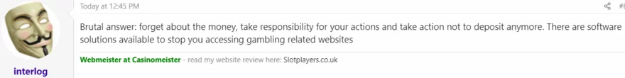 Online casino fórum vlákno - příspěvek