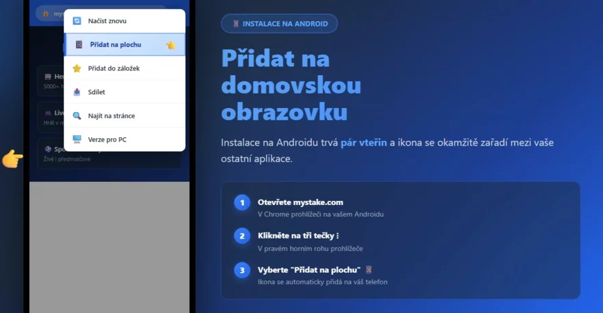Instalace na Androidu trvá pár vteřin a ikona se okamžitě zařadí mezi vaše ostatní aplikace.
