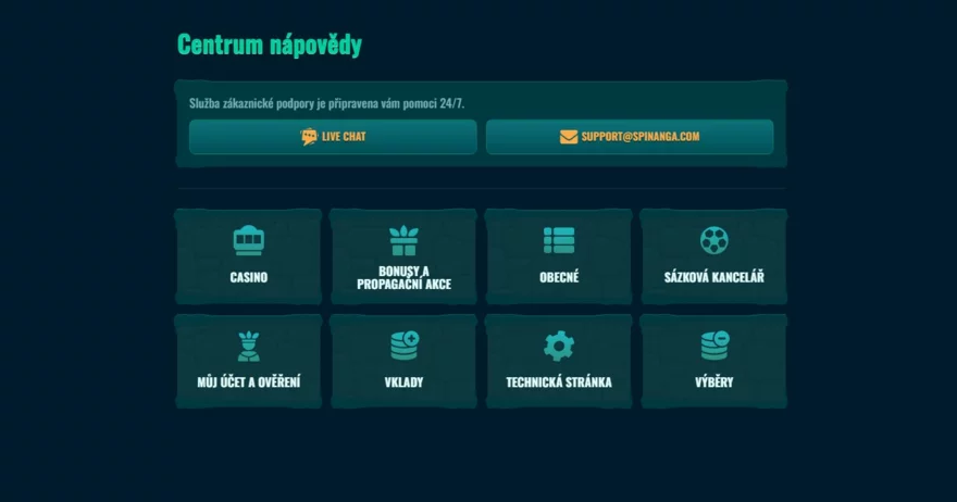 Spinanga zákaznická podpora