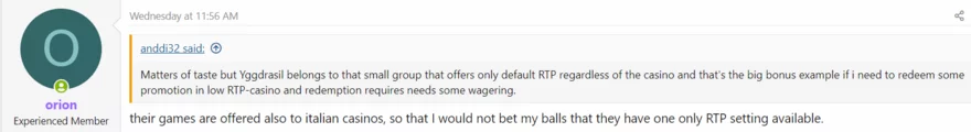 Online casino fórum vlákno - příspěvek