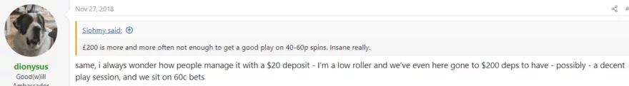 Online casino fórum vlákno - příspěvek