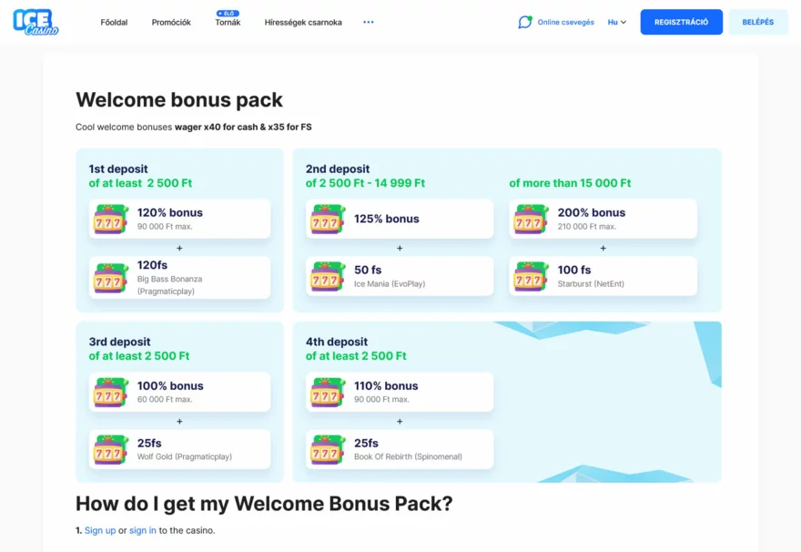 Welcome bonus pack