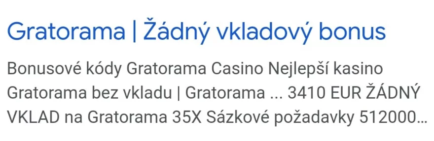 Gratorama Casino - no deposit bonus - špatný překlad