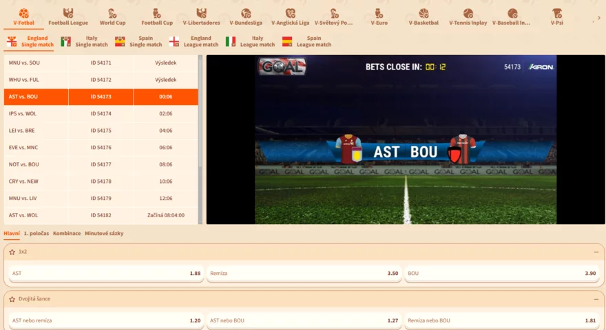 BillyBets webová aplikace pro mobil