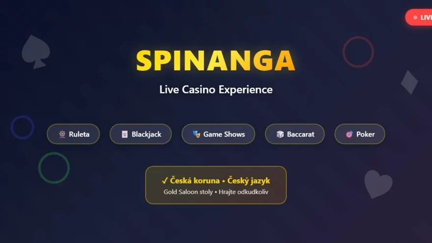 Spinanga live casino: ruleta, blackjack a game shows naživo ♠️