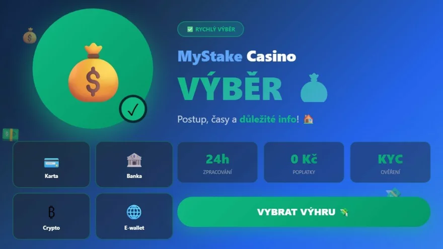 Výběr prostředků z MyStake casina! 💰 Postup, časy a důležité informace pod jednou střechou 🏠